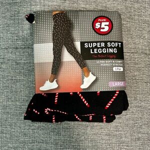 The Perfect Legging Super Soft Candy Cane Christmas Holiday Leggings Large